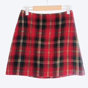 Vintage 1990s Smart Set Red Plaid MIni-Skirt / Size Small